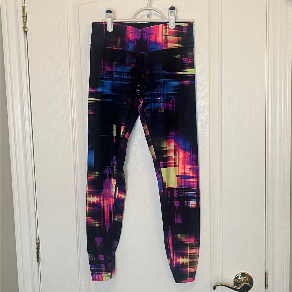 Calvin Klein Black and Purple Performance Leggings